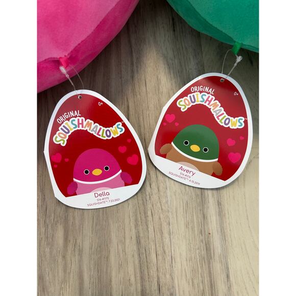 NWT Squishmallows KellyToy AVERY Green & DELLA Pink Mallard Duck 16" Plush - Picture 6 of 7